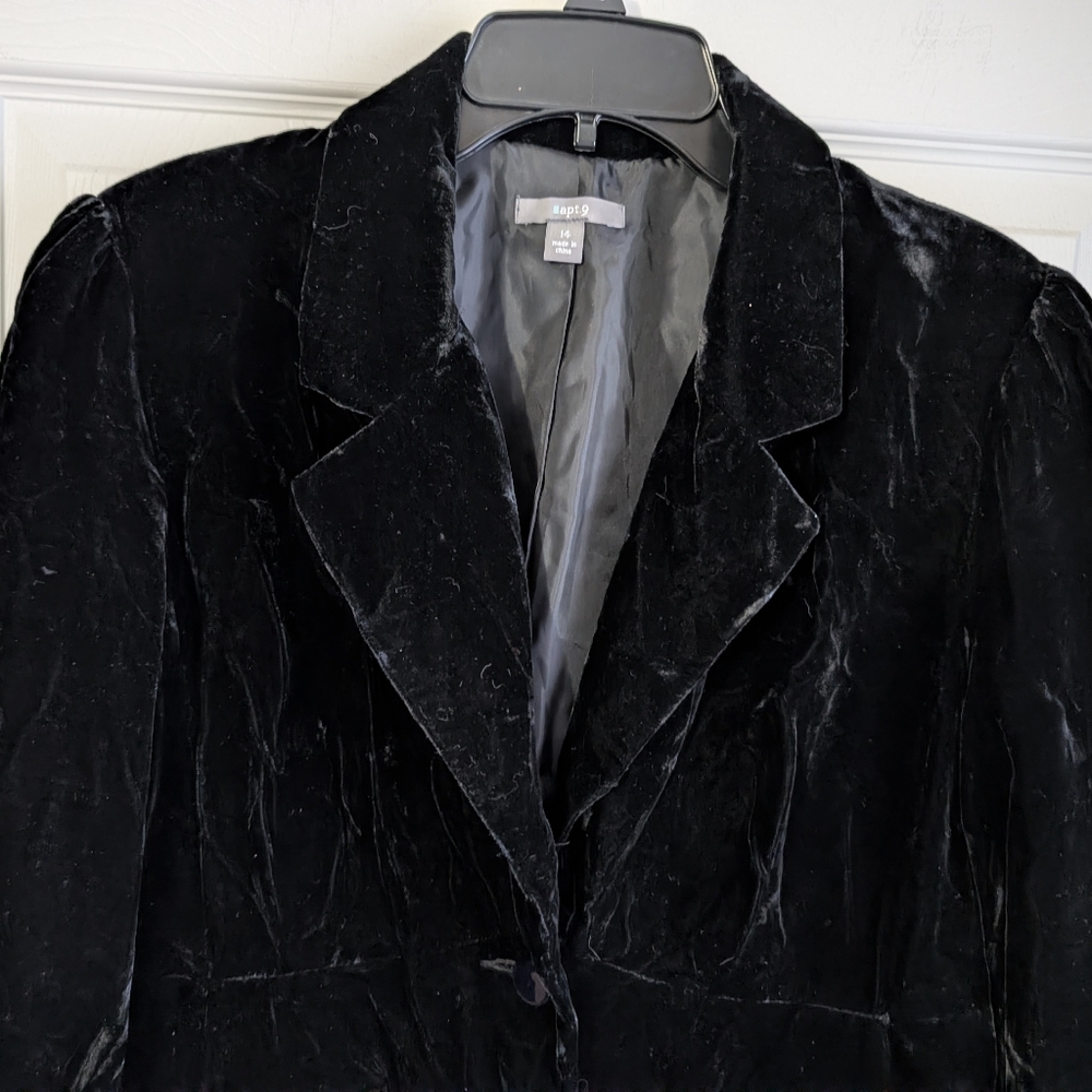 NWT Apt 9 Black Crushed Velvet Dress Jacket Size 14 - Picture 5 of 9